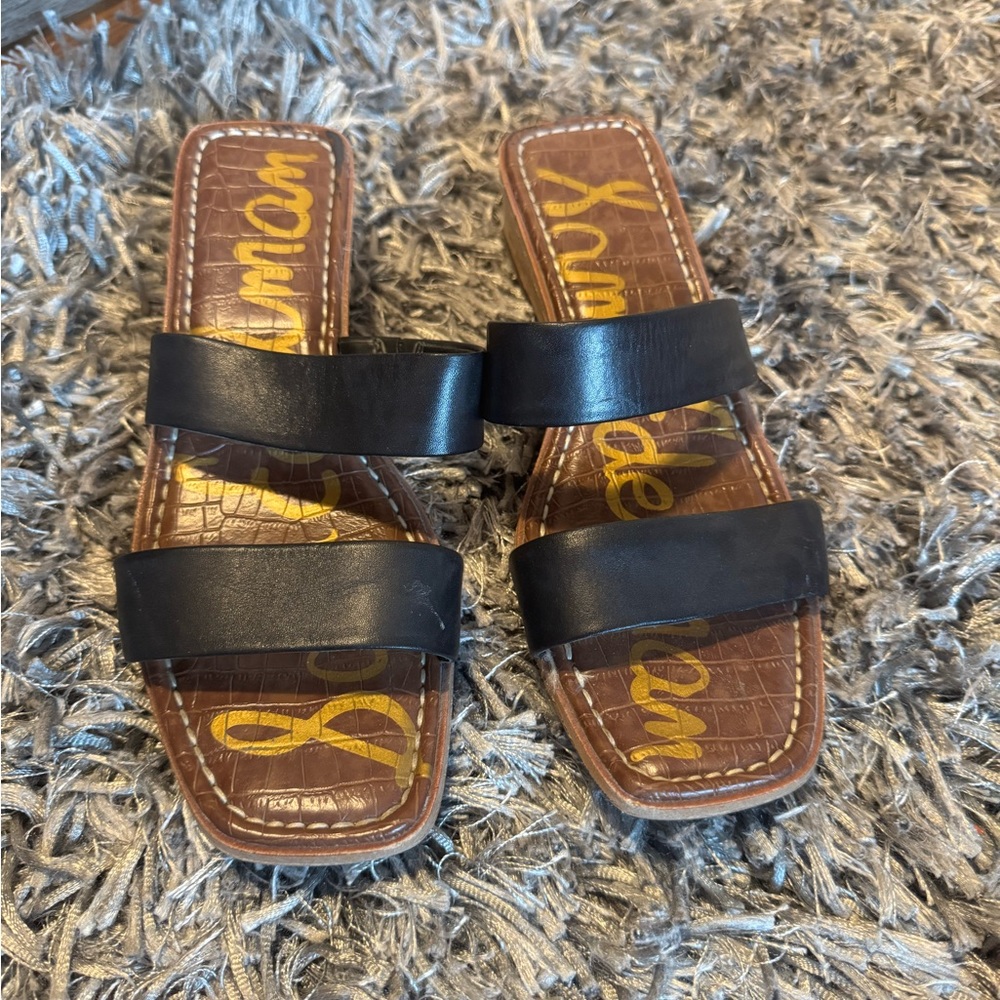Sam Edelman Black Double Strap Slides